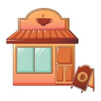 Coffee shop icon, cartoon style vector