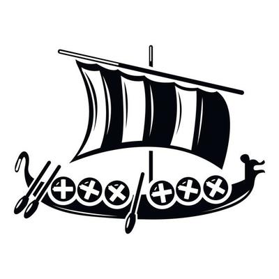 Viking ship icon, simple style