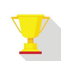 Golden trophy icon, flat style vector