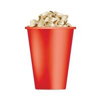 maqueta de caja roja de palomitas de maíz, estilo realista vector