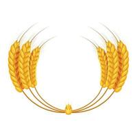 Wheat ears wreath icon, cartoon style vector