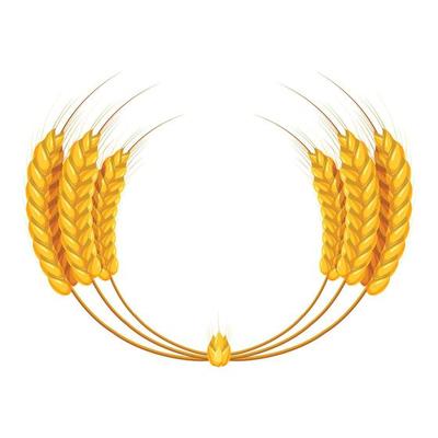 Wheat ears wreath icon, cartoon style