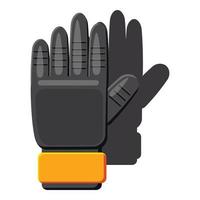 Black soccer gloves icon, cartoon style vector