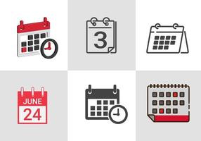 vector set of six flat and 3d calendar designs.