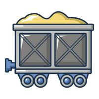 Coal trolley icon, cartoon style vector