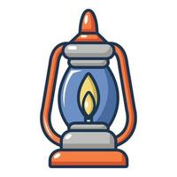 Kerosene lamp icon, cartoon style vector