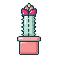 Schlumbergera cactus icon, cartoon style vector