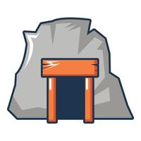 Mine in mountain icon, cartoon style vector