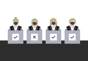 set of human voter at polling station background vector