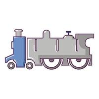 Old steam locomotive icon, cartoon style vector