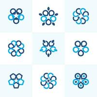 Abstract Geometric Round Flower design set vector