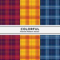 Three colorful flannel patter design vector