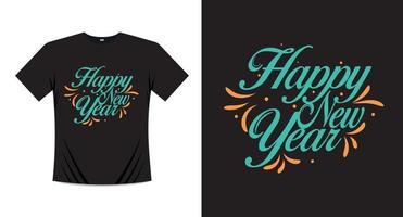 feliz año nuevo diseño de impresión de camiseta vector