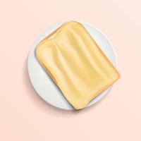 Butter bread on plate concept background, realistic style vector