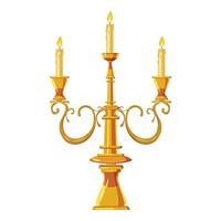 Candelabrum with three candles icon, cartoon style vector