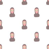 Woman dressed with black headscarf pattern seamless vector