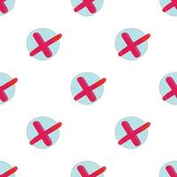Red check mark, cross pattern seamless vector