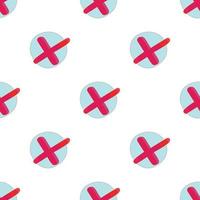 Red check mark, cross pattern seamless vector