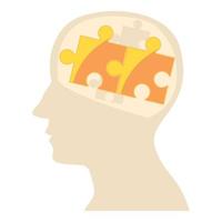 Head with puzzle icon, cartoon style vector