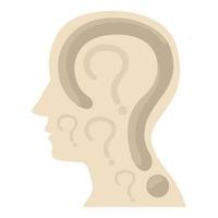 Head with question icon, cartoon style vector