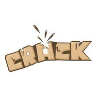 Crack sound effect icon, cartoon style vector