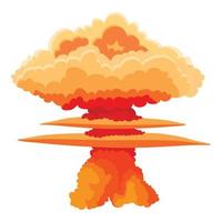 icono de explosión nuclear, estilo de dibujos animados vector