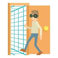 Door to the virtual space icon, cartoon style vector