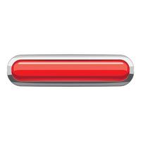 Red rectangular button icon, cartoon style vector