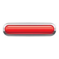 Red rectangular button icon, cartoon style vector