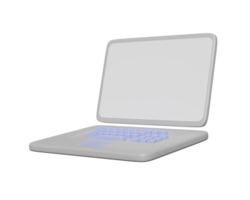 Monitor de computadora portátil gris 3d aislado en rosa png