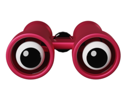 Rotes Fernglas mit isoliertem Auge. 3D-Darstellung oder 3D-Rendering png