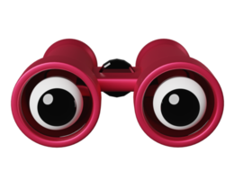 rood verrekijker met oog geïsoleerd. 3d illustratie of 3d geven png