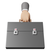 businessman hand hold briefcase isolated. investment or business finance concept, 3d illustration or 3d render png