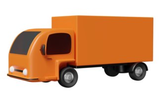 camion de livraison orange isolé. livraison d'entreprise, concept de transport de service, illustration 3d ou rendu 3d png