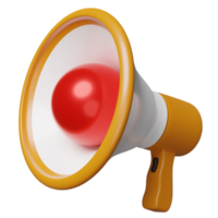 3d orange megaphone or hand speaker with light bulb isolated. promotion news for social media networks, online marketing shopping concept, 3d render illustration png