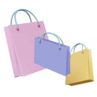 bolsas de papel de compras mínimas con espacio aislado. ilustración 3d o renderizado 3d png