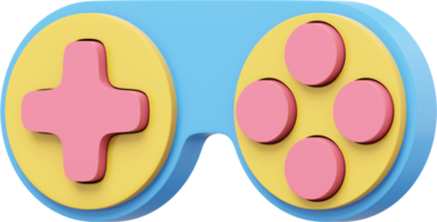 Minimalistic console game controller. PNG Colorful icon on transparent background. 3D rendering.