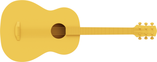 ouro de metal de guitarra acústica, vista frontal. renderização 3D. ícone png em fundo transparente.