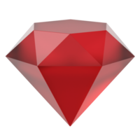 Red diamond, jewelry. 3D rendering. PNG icon on transparent background.