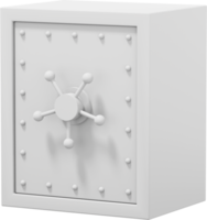 Retro safe with wheel handles. White close storage. PNG icon on transparent background. 3D rendering.