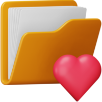 Heart folder 3d rendering isometric icon. png