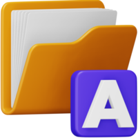 Fonts folder 3d rendering isometric icon. png