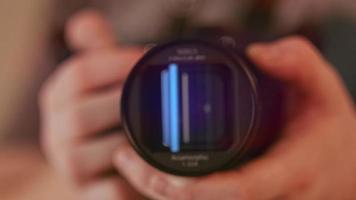 Focusing lens of digital camera. The Lens Of The Camera. Close-Up. Camera Focus Focusing And Shooting. Concept of proffesional service for photographic or filmmaker equipment video