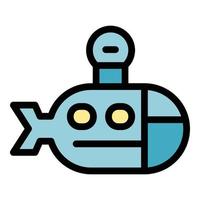 Kid toy submarine icon color outline vector