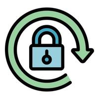 Lock secure icon color outline vector