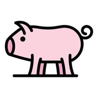 Farm pig icon color outline vector