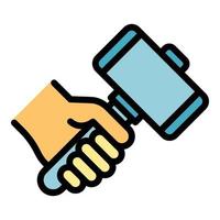 Blacksmith sledgehammer icon color outline vector