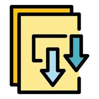 vector de contorno de color de icono de documentos de almacenamiento