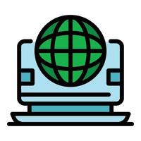 Monitor globe icon color outline vector