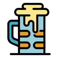 Beer mug icon color outline vector